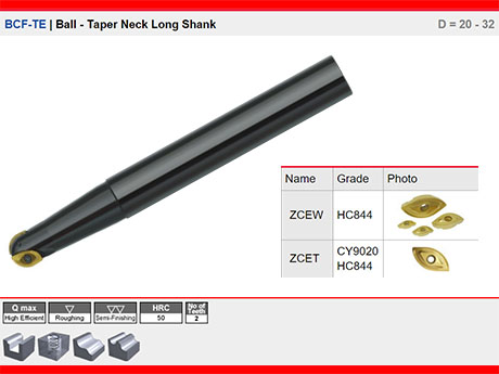 BCF-TE | Ball - Taper Neck Long Shank D = 20 - 32