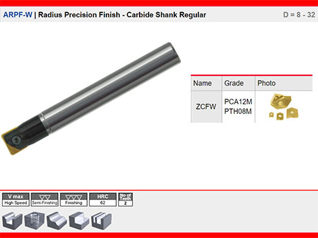 ARPF-W | Radius Precision Finish - Carbide Shank Regular D = 8 - 32