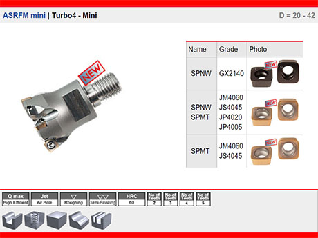 ASRFM-Mini| Turbo4 - Mini Yksek Performansl Kaba Tala Freze| Vidal Model D = 20 - 42